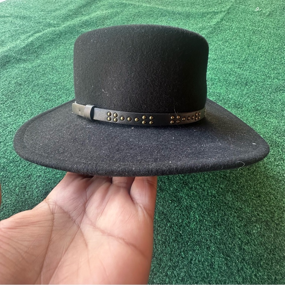 Black Studded Wide Brim Hat